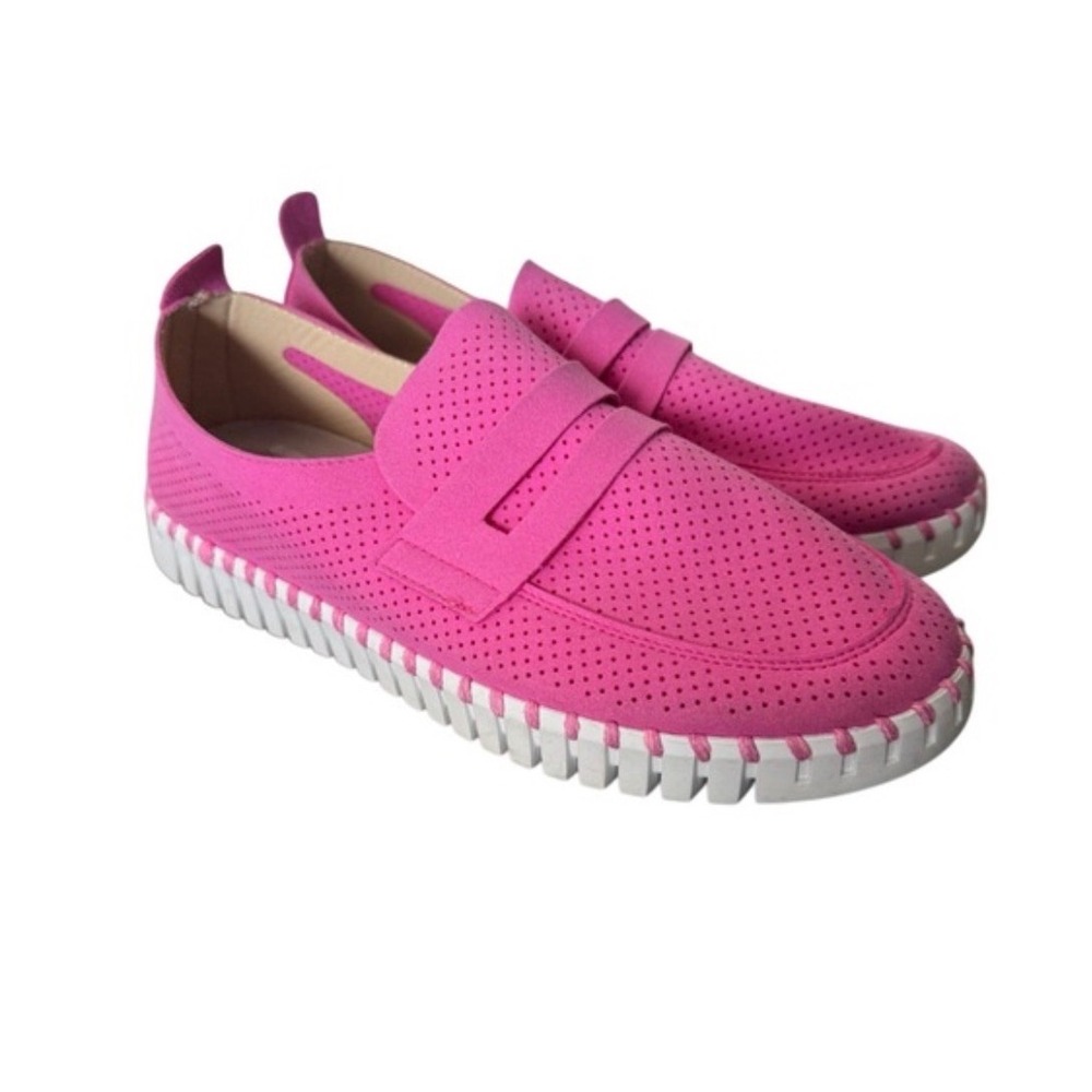 Ilse Jacobsen Tulip 139 Perforated Penny Loafers Pink Slip On‎ Shoes Womens 37